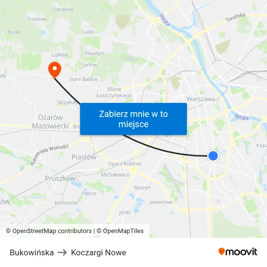 Bukowińska to Koczargi Nowe map