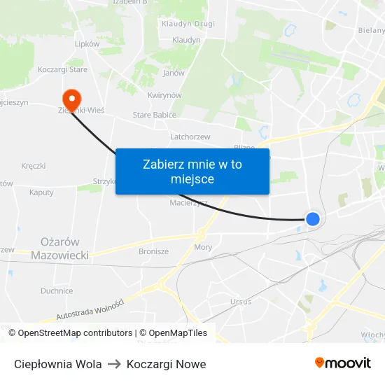 Ciepłownia Wola to Koczargi Nowe map
