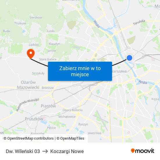 Dw. Wileński 03 to Koczargi Nowe map