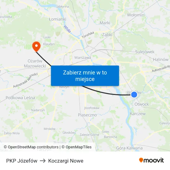 PKP Józefów to Koczargi Nowe map
