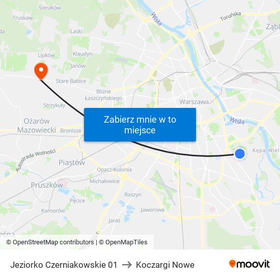 Jeziorko Czerniakowskie 01 to Koczargi Nowe map