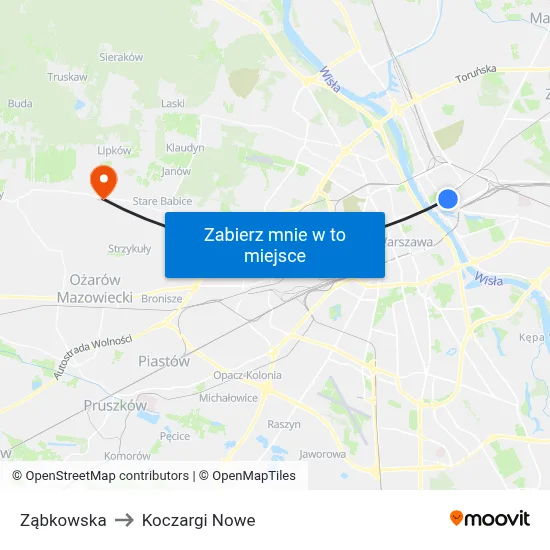 Ząbkowska to Koczargi Nowe map