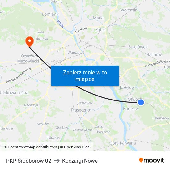 PKP Śródborów 02 to Koczargi Nowe map