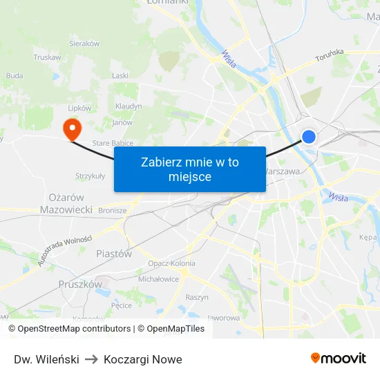 Dw. Wileński to Koczargi Nowe map