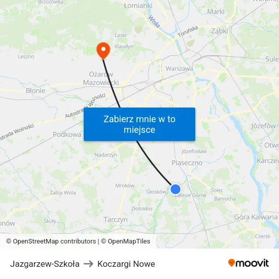 Jazgarzew - Szkoła to Koczargi Nowe map