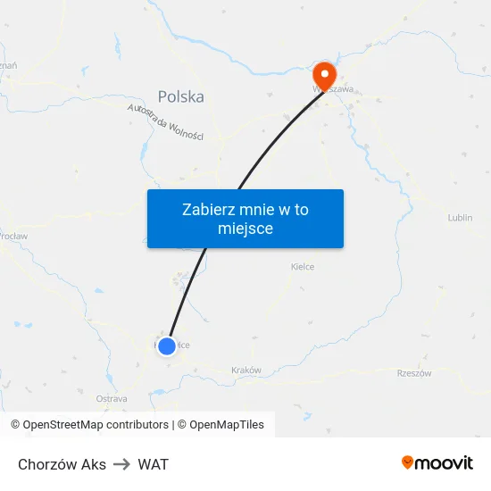 Chorzów Aks to WAT map