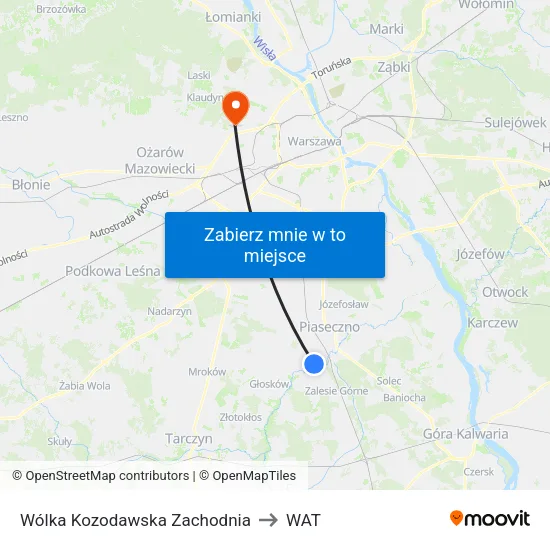 Wólka Kozodawska Zachodnia to WAT map