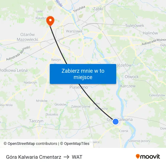 Góra Kalwaria Cmentarz to WAT map