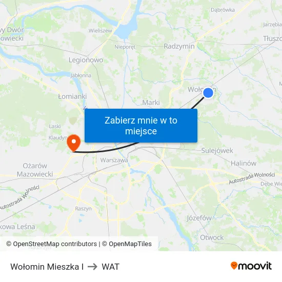 Wołomin Mieszka I to WAT map