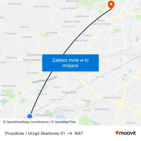 Pruszków / Urząd Skarbowy 01 to WAT map