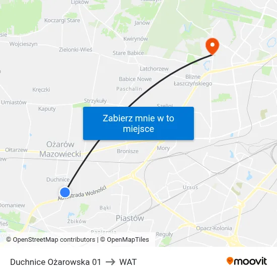 Duchnice Ożarowska 01 to WAT map