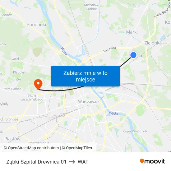 Ząbki Szpital Drewnica 01 to WAT map