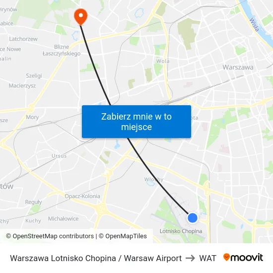 Warszawa Lotnisko Chopina / Warsaw Airport to WAT map