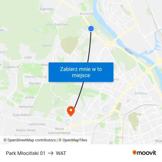 Park Młociński 01 to WAT map