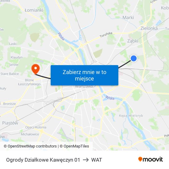 Ogrody Działkowe Kawęczyn 01 to WAT map