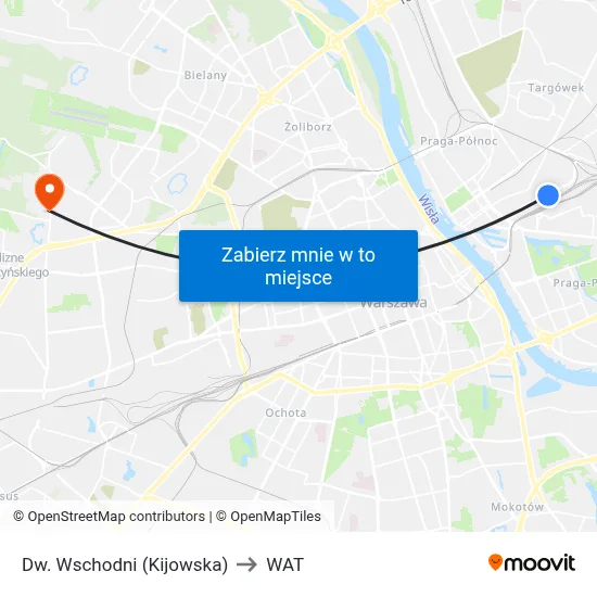 Dw. Wschodni (Kijowska) to WAT map