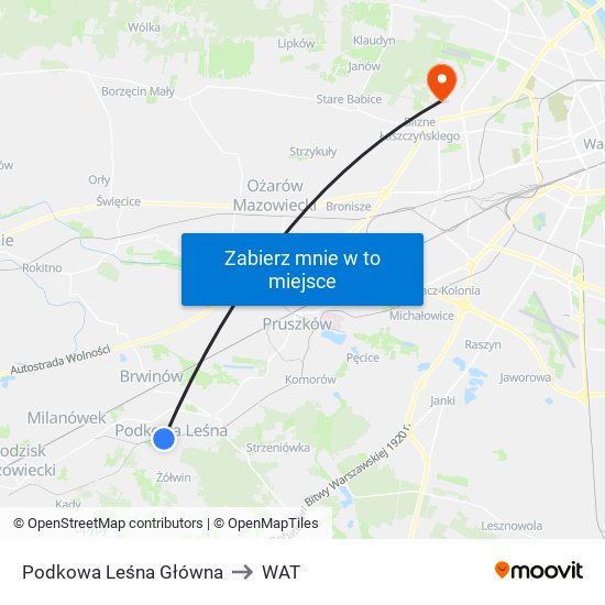 Podkowa Leśna Główna to WAT map