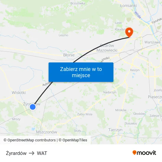 Żyrardów to WAT map