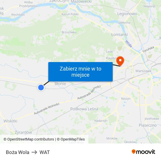 Boża Wola to WAT map