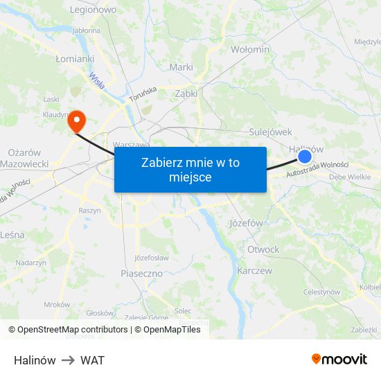 Halinów to WAT map