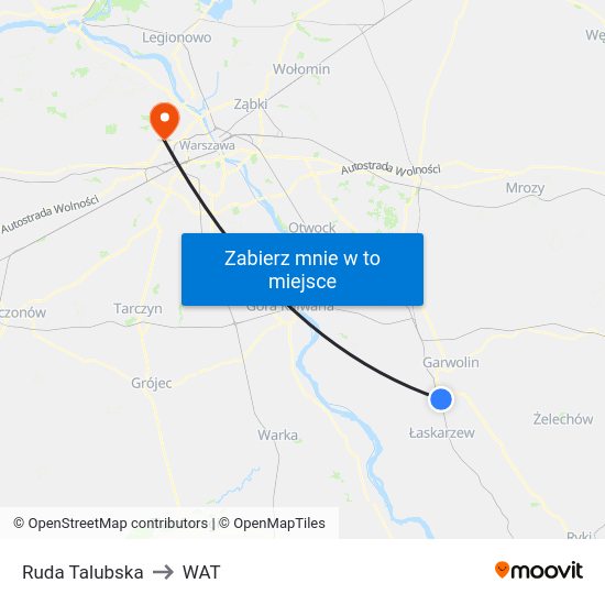 Ruda Talubska to WAT map