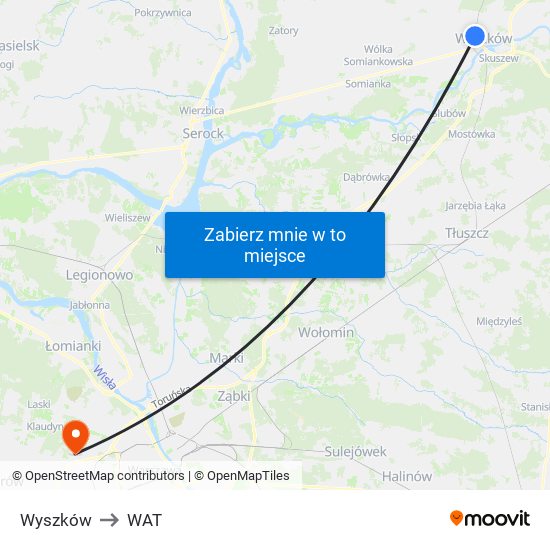 Wyszków to WAT map