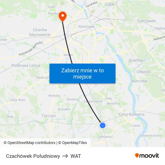 Czachówek Południowy to WAT map