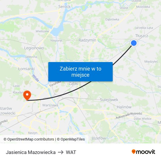 Jasienica Mazowiecka to WAT map