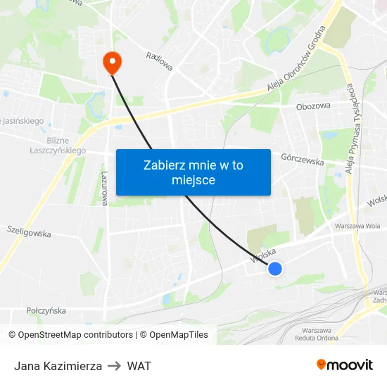 Jana Kazimierza to WAT map