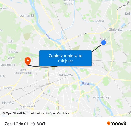 Ząbki Orla 01 to WAT map