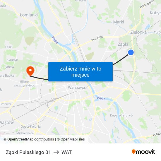 Ząbki Pułaskiego 01 to WAT map