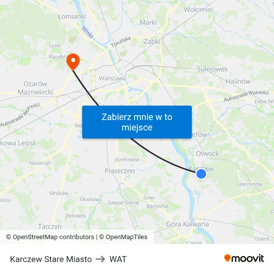 Karczew Stare Miasto to WAT map