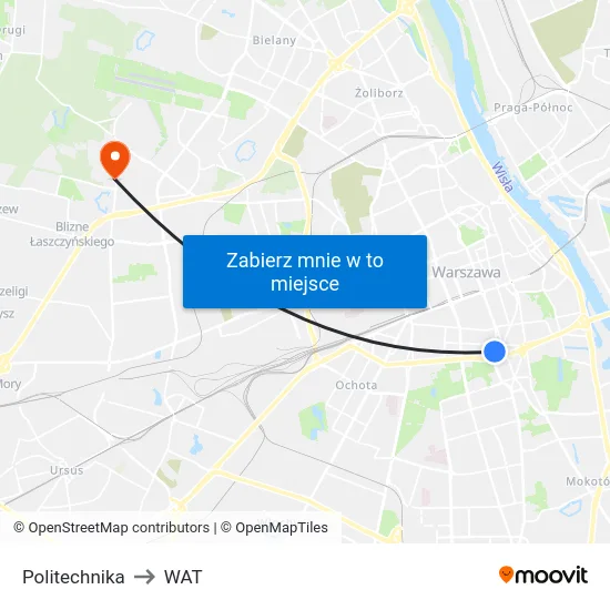 Politechnika to WAT map