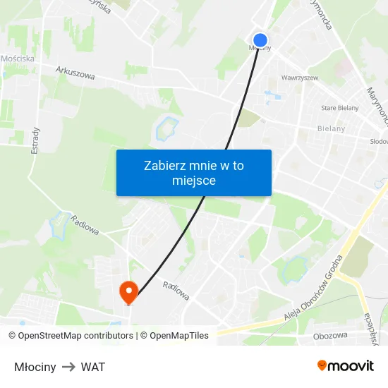 Młociny to WAT map