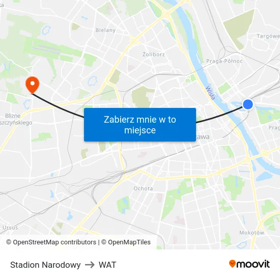 Stadion Narodowy to WAT map