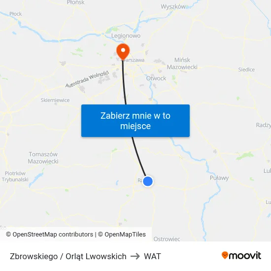 Zbrowskiego / Orląt Lwowskich to WAT map