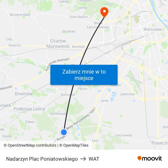 Nadarzyn Plac Poniatowskiego to WAT map