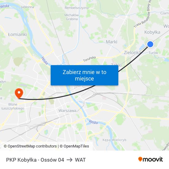 PKP Kobyłka - Ossów 04 to WAT map