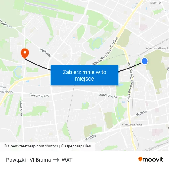 Powązki - VI Brama to WAT map