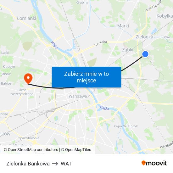 Zielonka Bankowa to WAT map