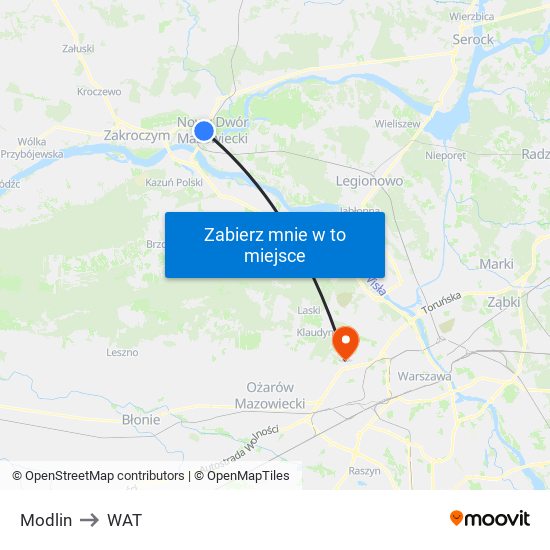 Modlin to WAT map