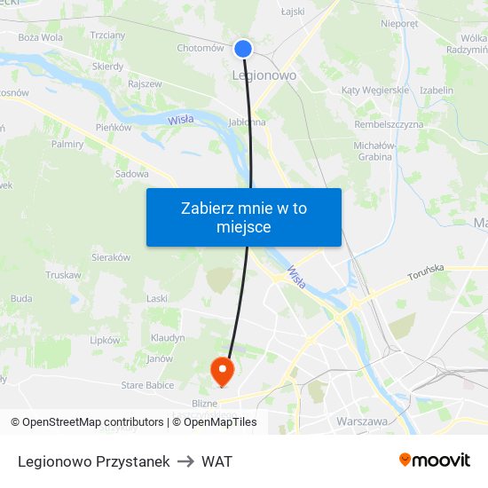 Legionowo Przystanek to WAT map