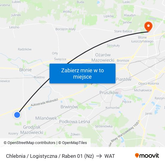 Chlebnia / Logistyczna / Raben 01 (Nż) to WAT map