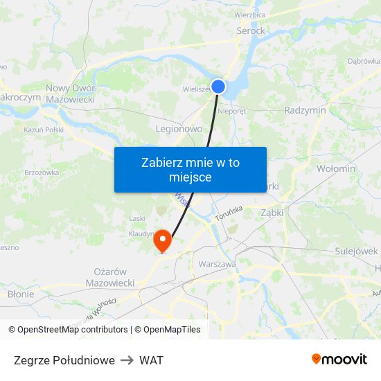 Zegrze Południowe to WAT map