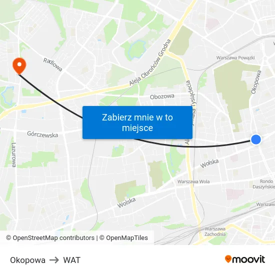 Okopowa to WAT map