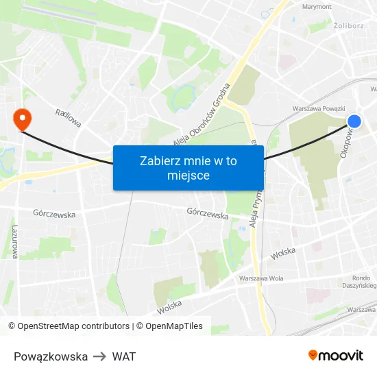 Powązkowska to WAT map