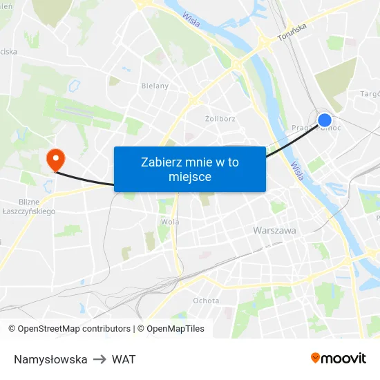 Namysłowska to WAT map