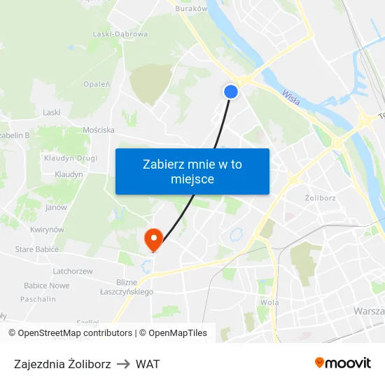 Zajezdnia Żoliborz to WAT map