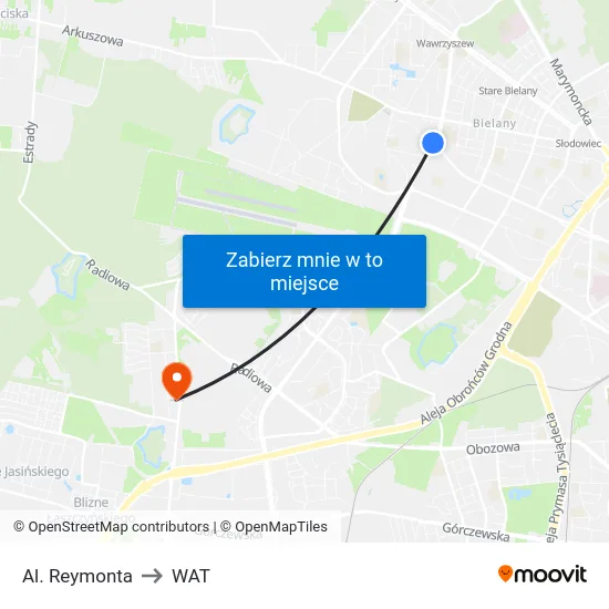 Al. Reymonta to WAT map
