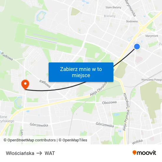 Włościańska to WAT map